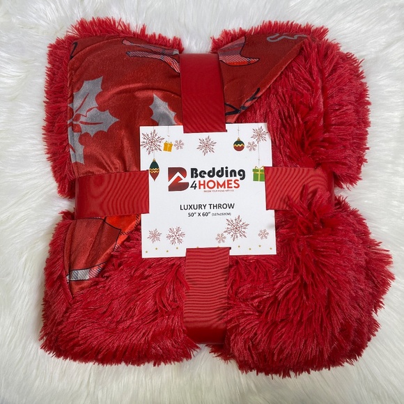 ✨FINAL STOCK✨Red Reindeer Faux Fur Sherpa - Picture 1 of 3